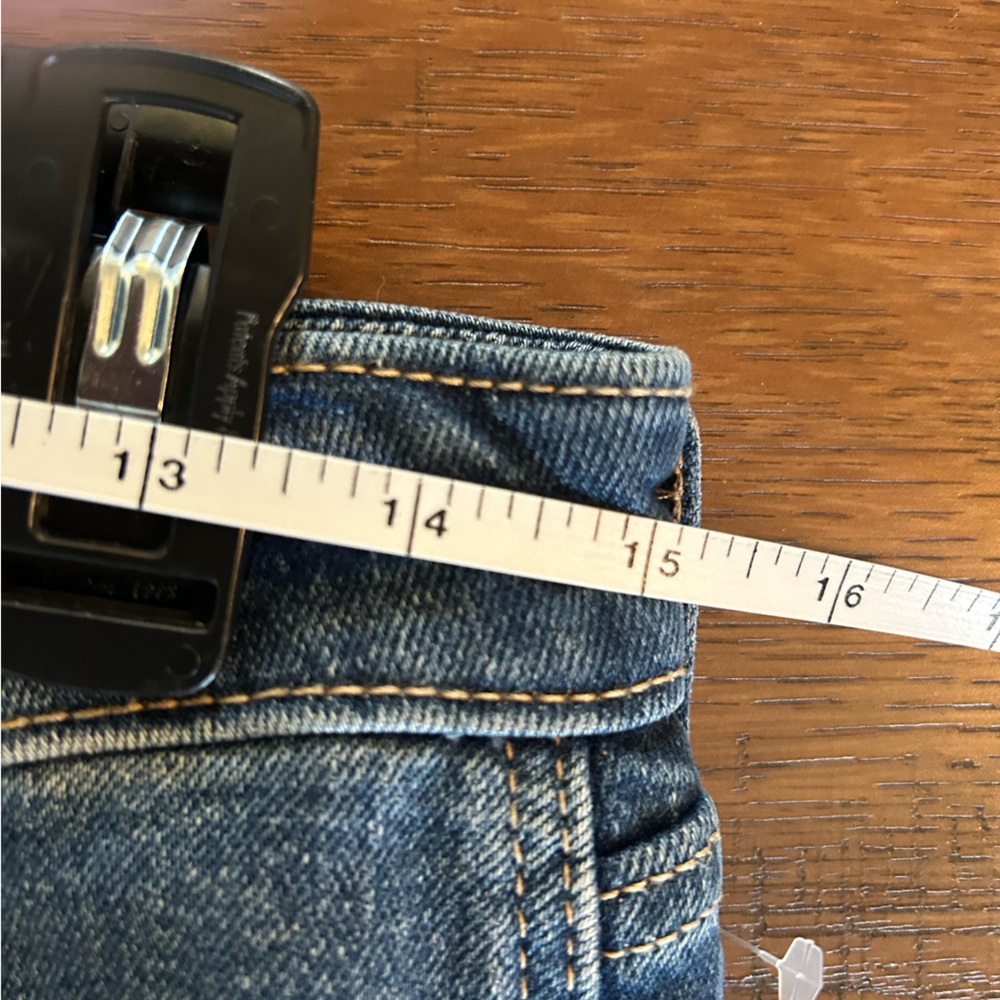 Old Navy Dark Blue Straight Jeans, Vintage Slim Smooth Pockets Size 8 Tall - Picture 5 of 7